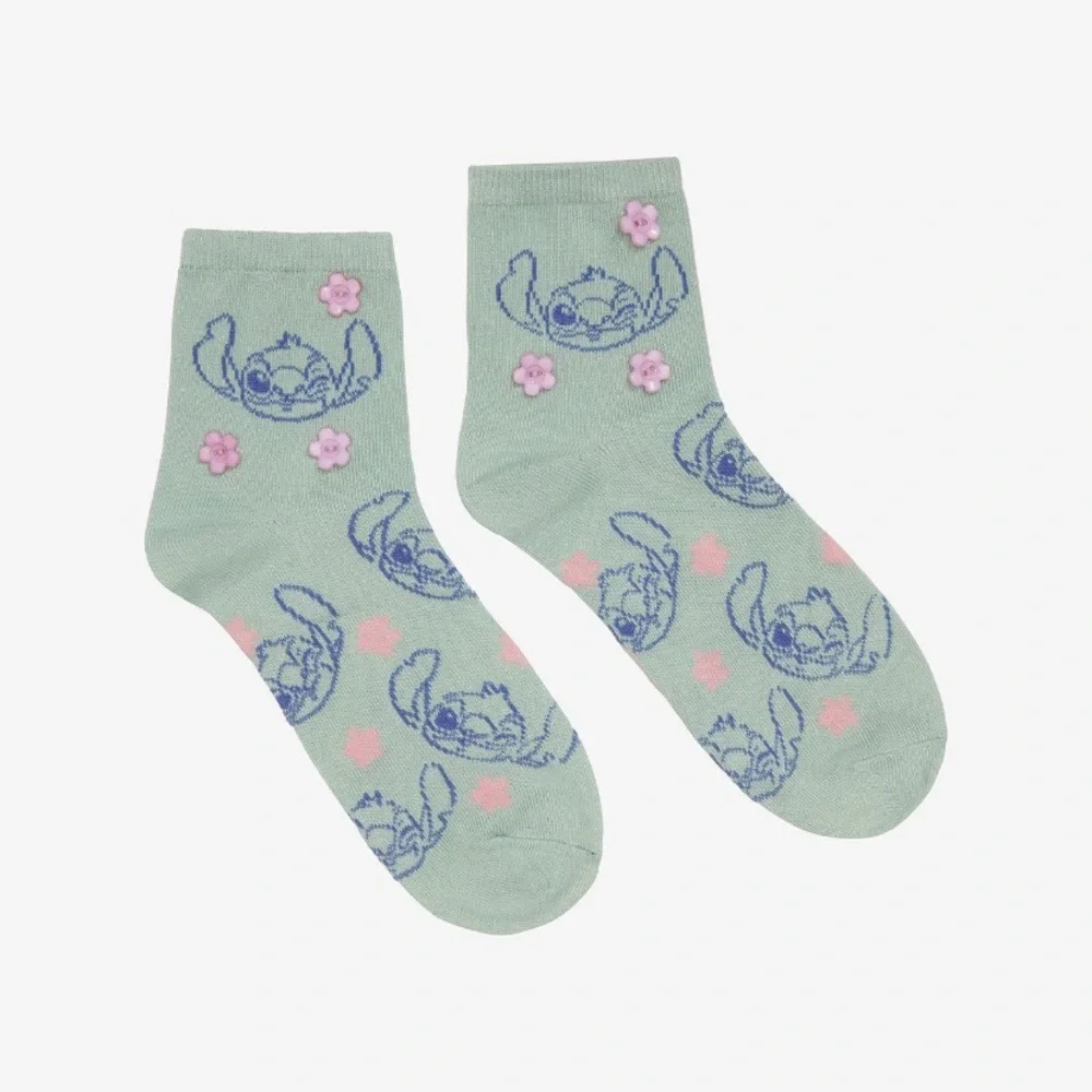 Disney Lilo &‎ Stitch Flower Buttons Ankle Socks Hot Topic